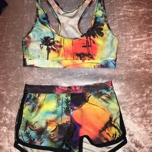 Workout Tropical Shorts Set